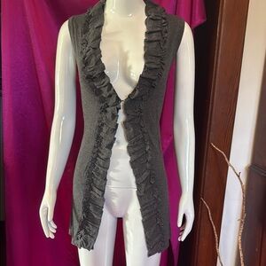 NWT style & co size small Gray Ruffled Open-Front Cardigan